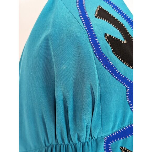 TIBI 100% Silk Dress Embroidered Designer Fit Flare Boho Cottage Classic Size 4 - Picture 6 of 6